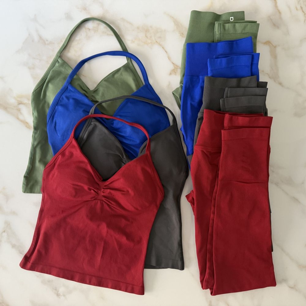 Gym Leggings Set Women Seamless Yoga Set Fitness Clothing Scrunch Bum Gym Legging Padded Tank Top Workout Vest Outfits Sportswear Tracksuit