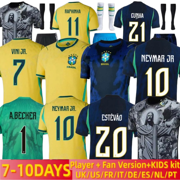 2026 World Brazil footbal kit Cup Soccer Jersey L.PAQUETA NEYMAR VINI JR. P.COUTINHO RICHARLISON football shirt G.JESUS T.SILVA BRUNO G. PELE CASEMIRO Men Kids S-4XL