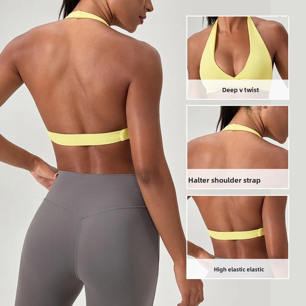 YOGA Naked Feeling Strappy Padded Sports Bras for Women - Fitness Workout Top Criss Cross Back Yoga sports Bras No steel ring 260326