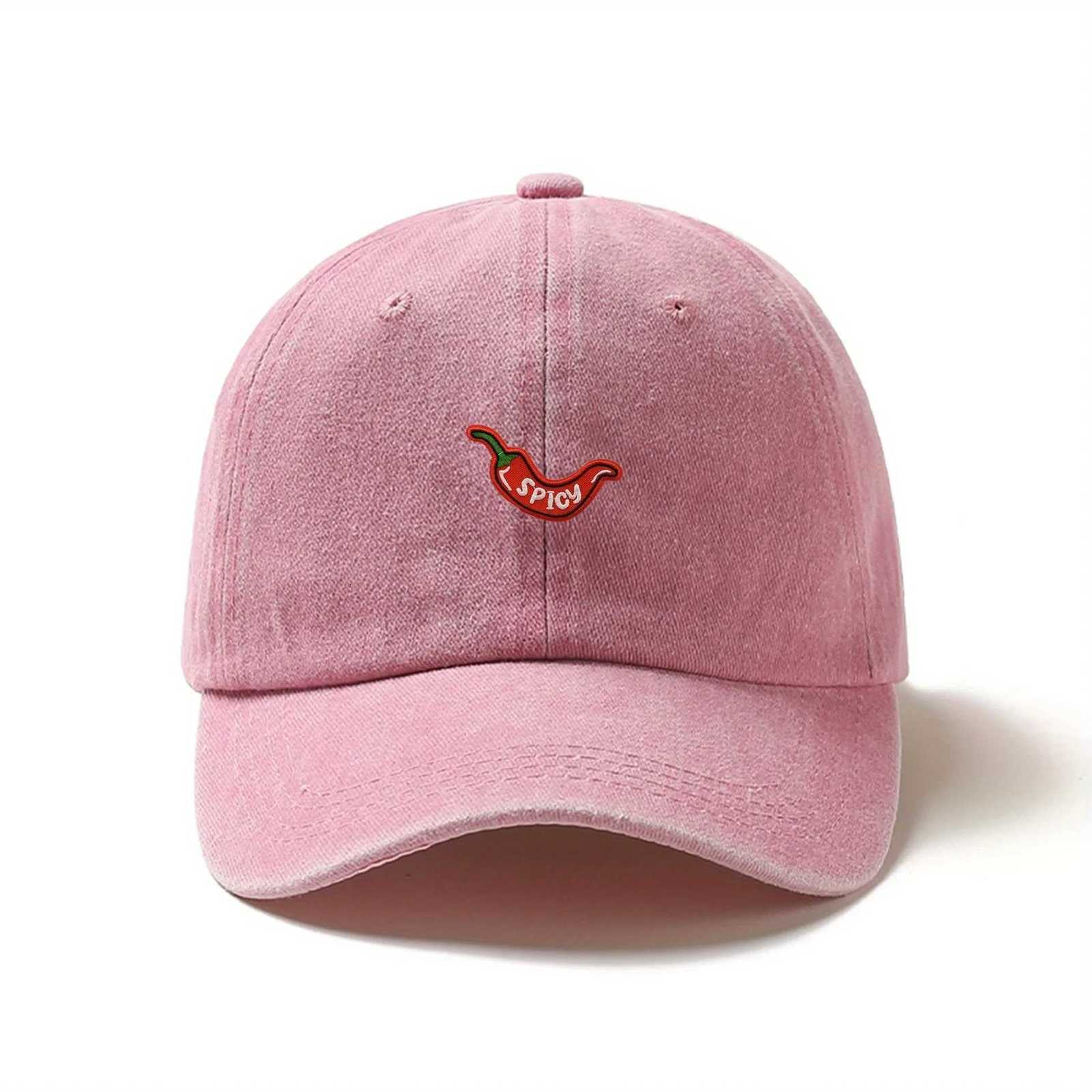 1pc Retro Washed Baseball Caps for Womenwith Chili Pepper EmbroideryAdjustable SnapbackLightweight Breathable for Daily Wear Z260327