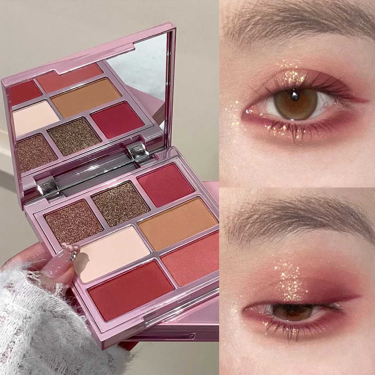 7Color Matte Velvet Red Eye Shadow Palette Facial Makeup Plate Powder Blusher Highlight Brightening Long-lasting Eye Shadow Tray H260327