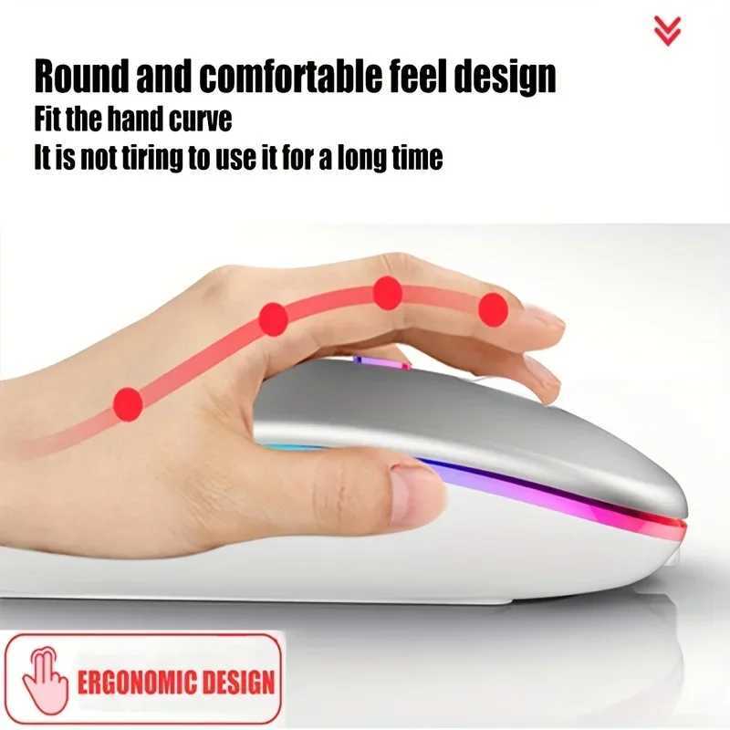 Wireless Mouse Rechargeable Silent LED Backlit Mice PC Laptop Computer Mous 24Ghz Receiver Bluetooth Dual Mode Optical Mice New D260327