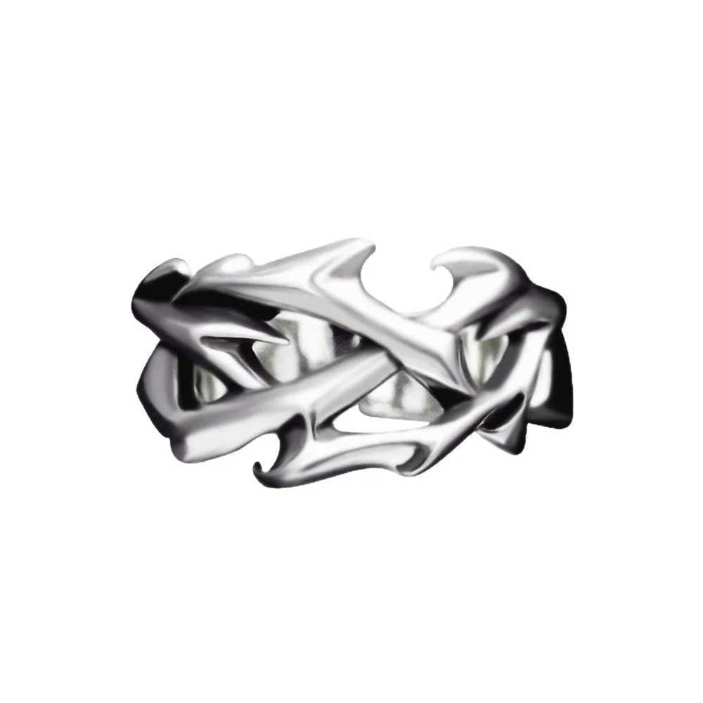 Creative Retro Irregularity Thorns Stainless Steel Opening Rings Gothic Punk Finger Ring for Men Women Personality Jewelry Gifts H260327