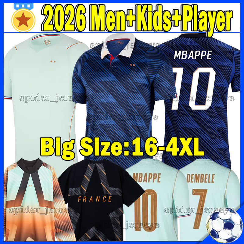 4XL France 2026 World Cup Soccer Jerseys 26 27 FrEnCh MBAPPE OLISE KOLO MUANI RABIOT Player version goalkeeper Long Sleeves Football Shirts Men Uniforms Kids Kits set