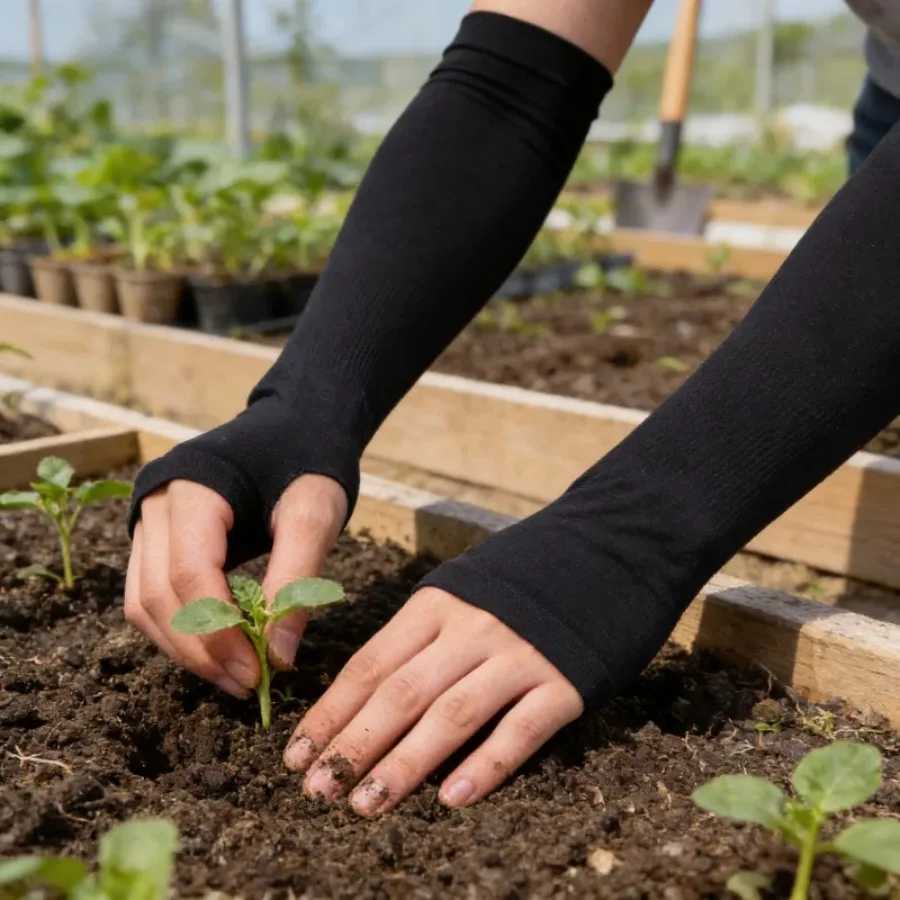 Outdoor UV Protection Arm Sleeves Cooling Ice Silk Elastic Sun Sleeves for Driving Cycling Summer Daily Use D260326