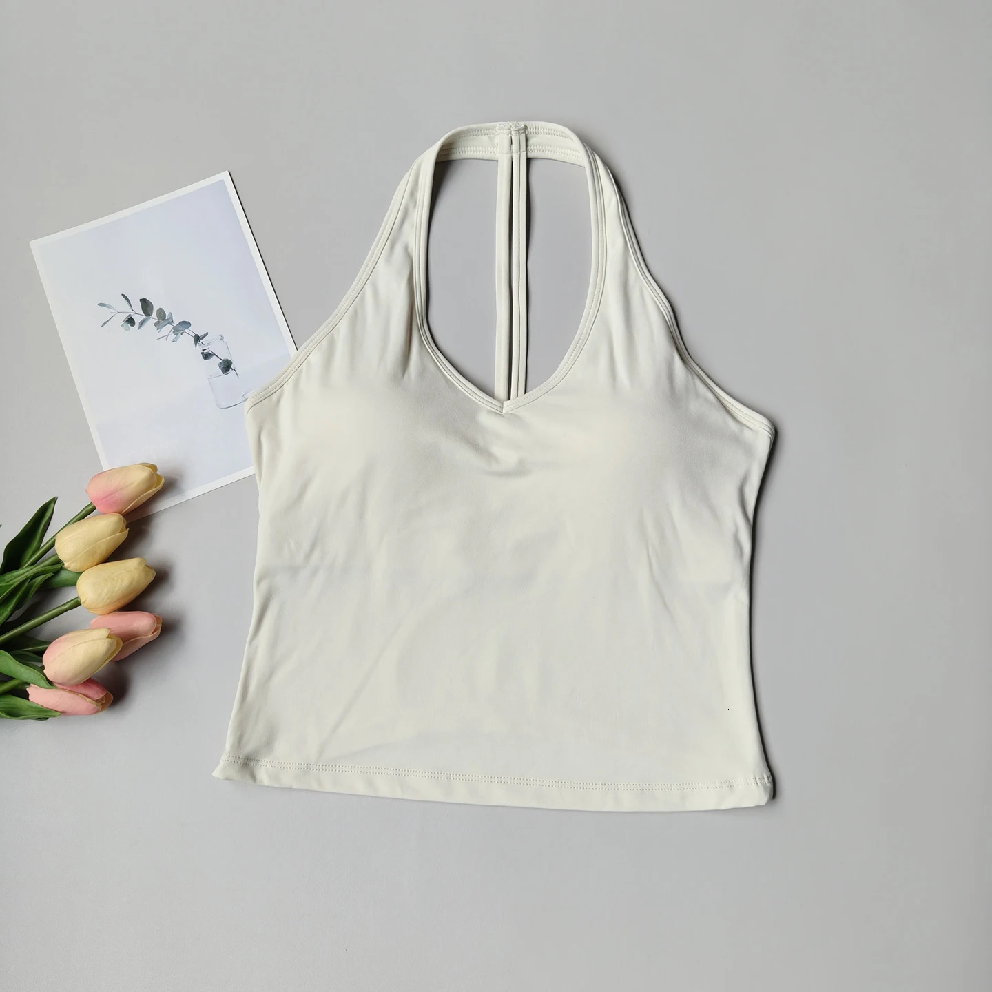 Sports Bra Womens V-neck Halter Neck Beautiful Back Push-up Yoga Vest Gym Top Outer Wear Running Shock-proof Fitness Bra Top 260326