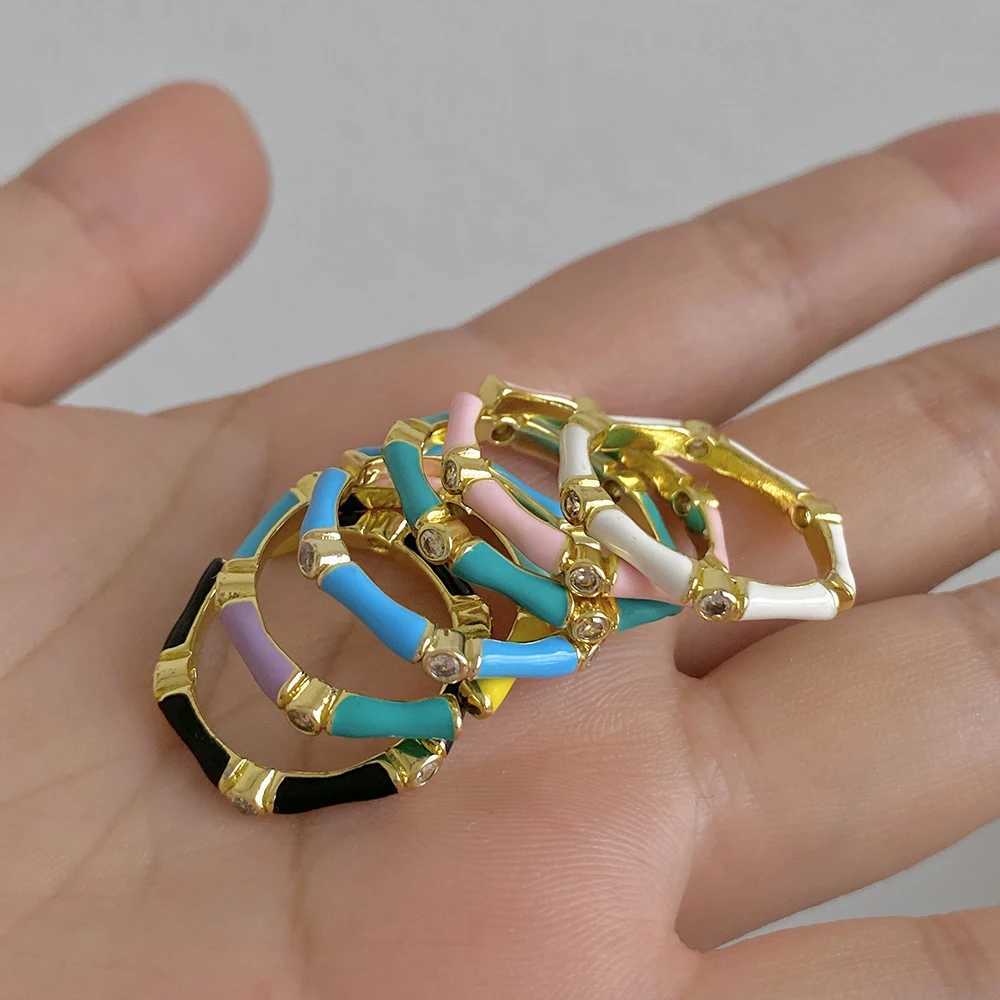 Flashbuy 2025 Bohemia Elegant Oil Drop Enamel Open Rings for Women Statement Ring Fashion Jewelry Gift H260327