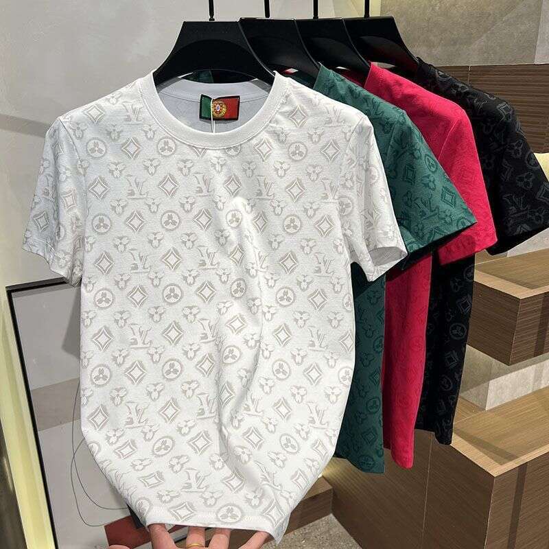 2026 Spring/Summer New Casual Versatile Trendy Printed Round Neck T-Shirt Light Luxury Fashion Simple Short Sleeve Mens Clothing Asia Size