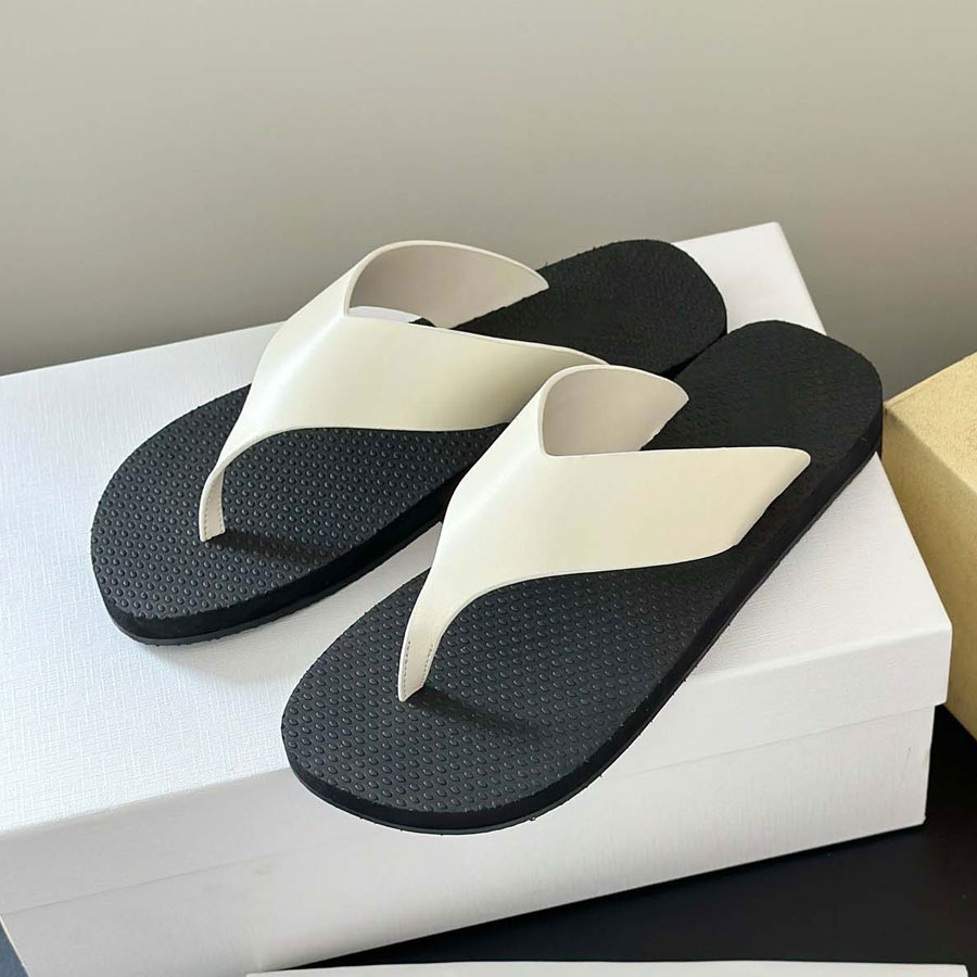 Top-quality Minimalism women's flip-flops slides comfortable real leather flat slippers sandals luxury Designer slippers for womens outdoor beach shoes 35-41 Box