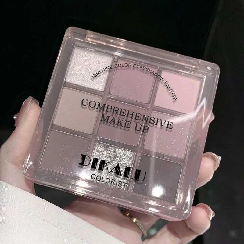 9 Color Dark Punk Smoky Eyeshadow Palette Grey Pink Pearl Matte Eye Shadow Brightening Lying Silkworm Shimmer Earth Color Makeup H260327