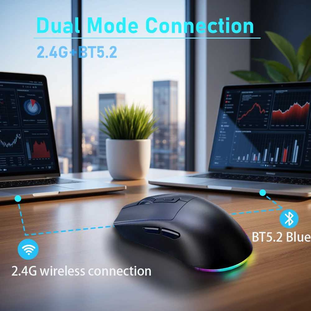 X3 Two-mode Wireless Gaming Mouse Lightweight with RGB Magnetic Charging Dock Sensor 2000 DPI BT/24Ghz Ergonomicfor PC/MAC D260327