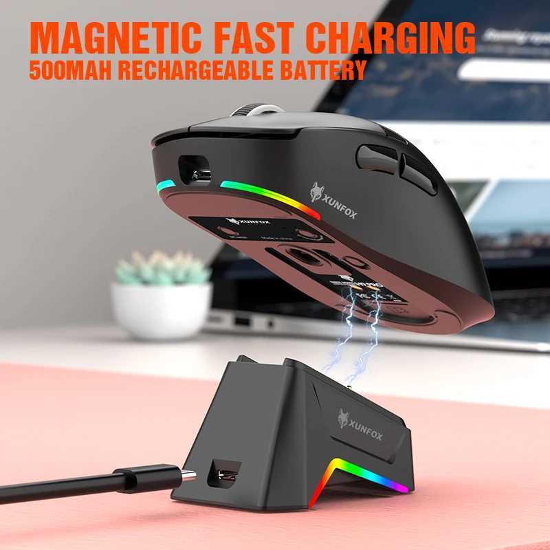 XunFox Wireless Gaming MouseLightweight Triple-Mode with RGB Charging BasePAW3311 Senser500mAh battery12000DPIMAX D260327