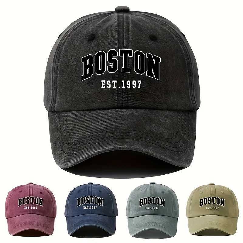 New washable retro baseball with BOSTON print unisex couple style adjustable washable baseball M260327