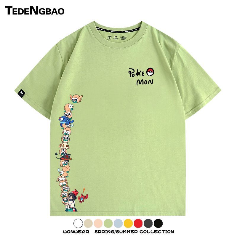 Pokemon Mewtwo Cartoon Pokemon Merchandise Short-Sleeve T-Shirt Summer Men's Fashion Couple's Top Versatile