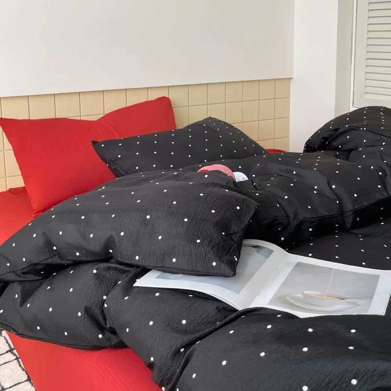 Polka Dot Bedding Set Blue Red Dots With Pillowcases Fitted Sheet For Teen Girls Women Cozy Bedroom Decor Full Queen Size H260327