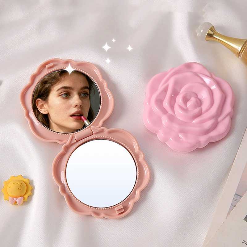 1PCS Portable Retro Rose Mini Mirror Small Pocket Makeup Mirror Double Sided Hand Mirrors Compact Cosmetic Beauty Tool H260327