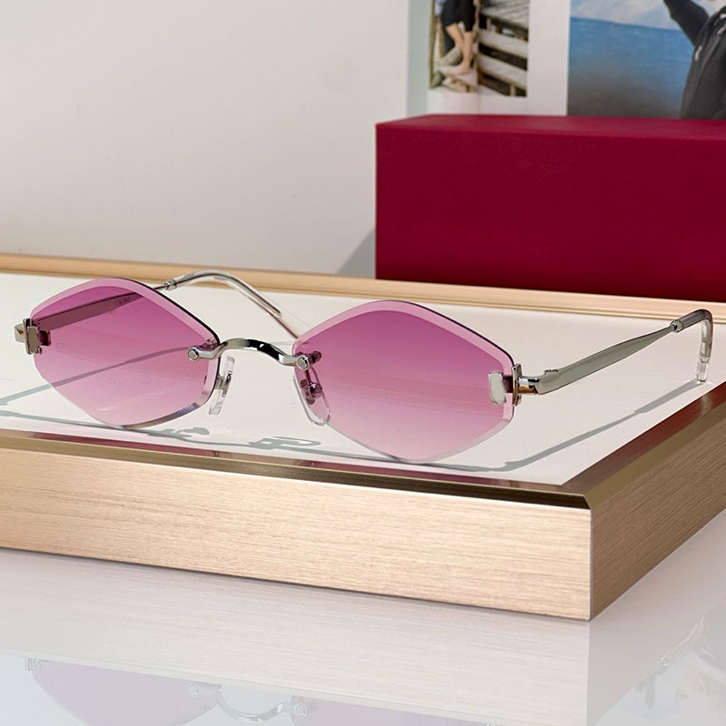 Womens Sunglasses Diamond Cut Decor Sunglasses 0871S Designer Sunglasses Rhombus Small frame Sunglasses For Women Classic Vintage Frameless Sun Glasses UV400