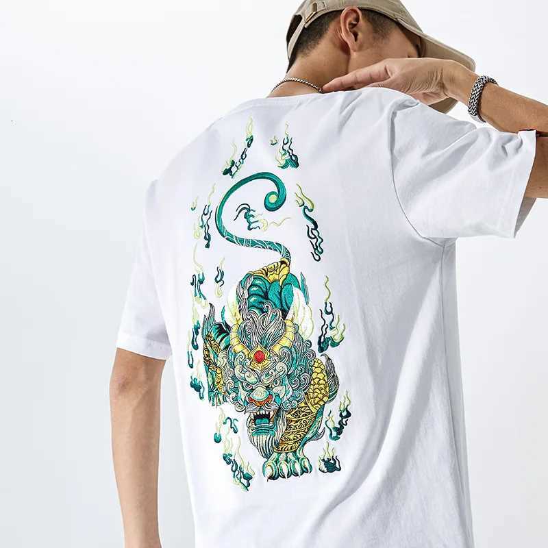 Summer Vintage T Shirt Men Streetwear Embroidery T Shirt Chinese Graphic Tees Short Sleeve Casual High Quality Loose Cool Youth C260326