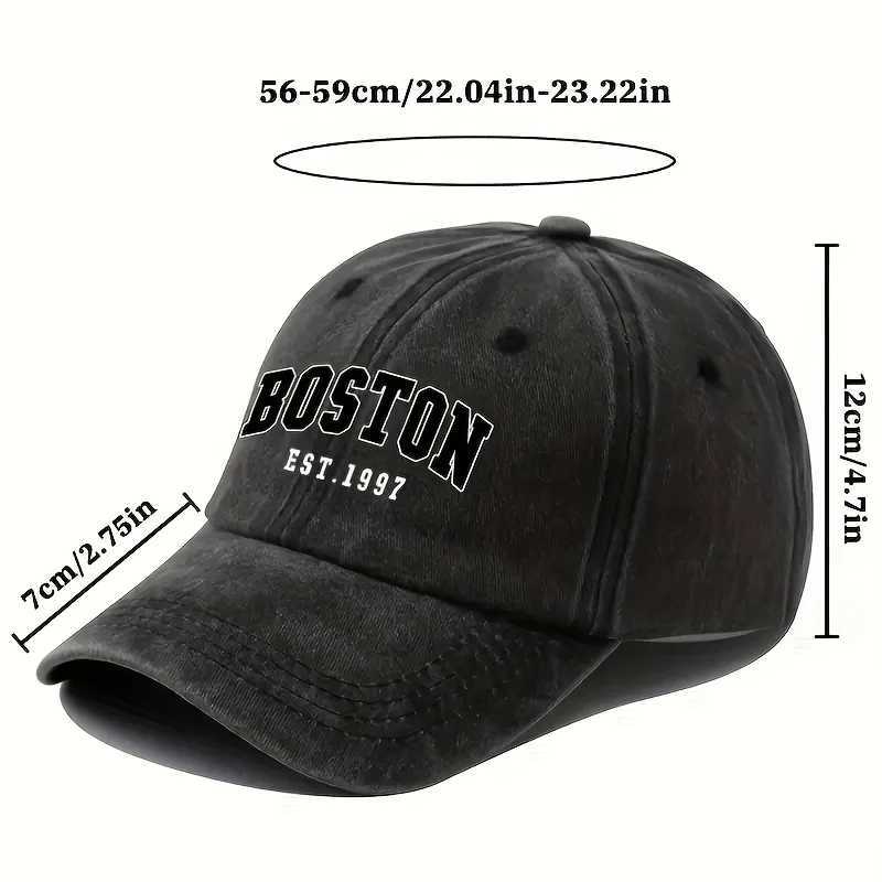 New washable retro baseball with BOSTON print unisex couple style adjustable washable baseball M260327