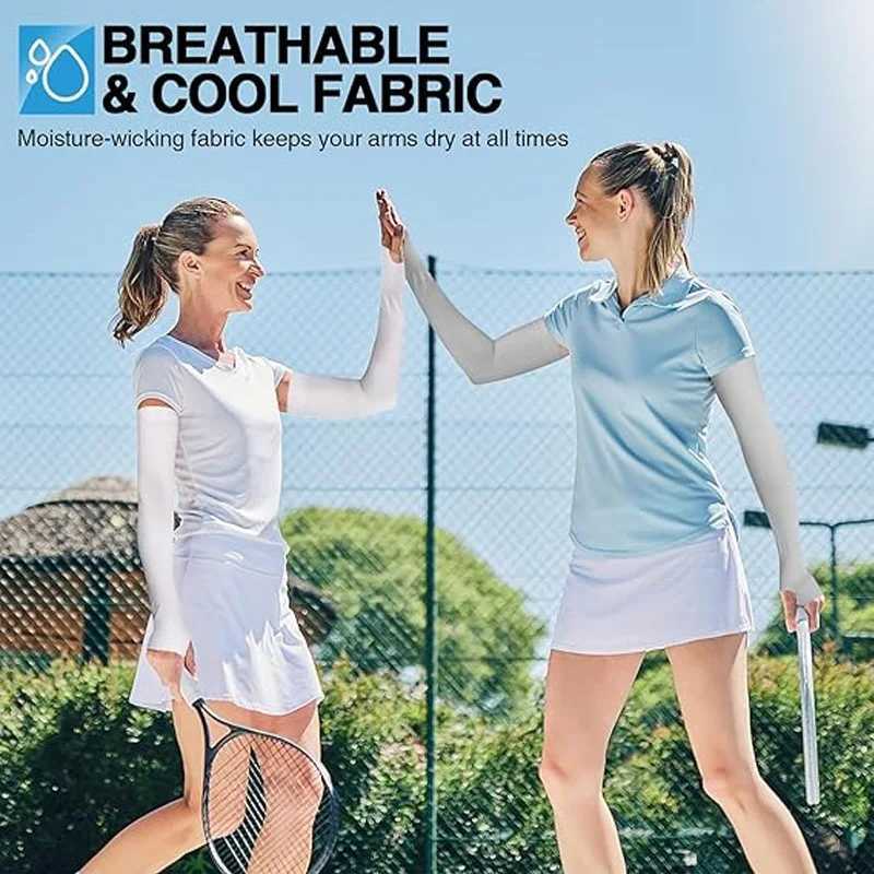 White Arm Sleeves UPF 50 UV Protection Ice Silk Fabric Breathable Cool Touch for Driving Cycling Outdoor Sports D260326