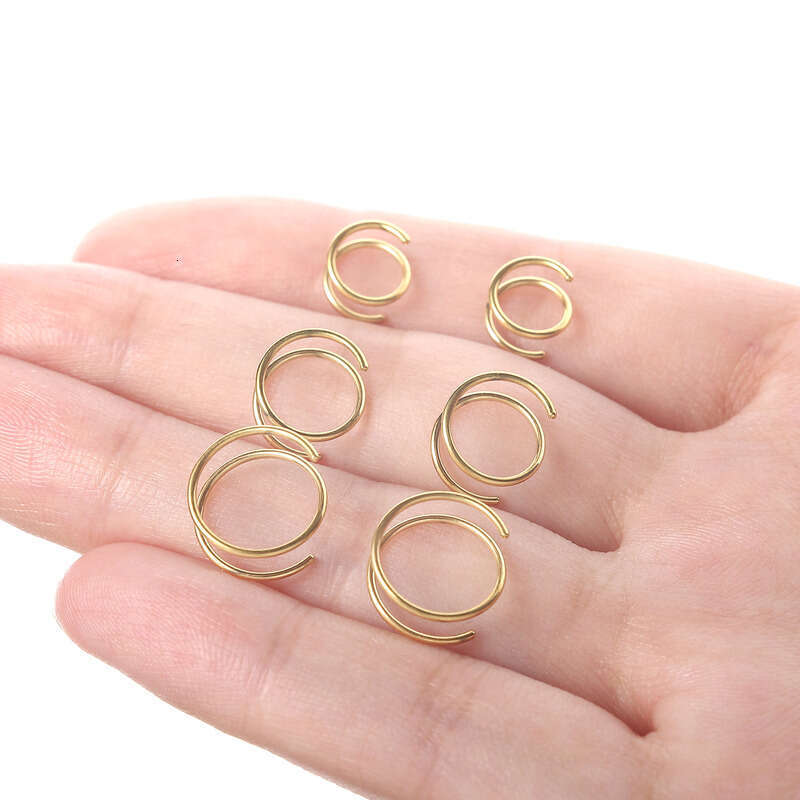Best-Selling In Europe And America, G23 Titanium Double-Ring Spiral Ring, Easy-To-Wear Electroplated Nose Piercing Jewelry