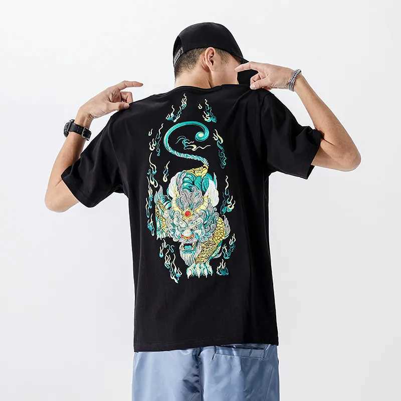 Summer Vintage T Shirt Men Streetwear Embroidery T Shirt Chinese Graphic Tees Short Sleeve Casual High Quality Loose Cool Youth C260326