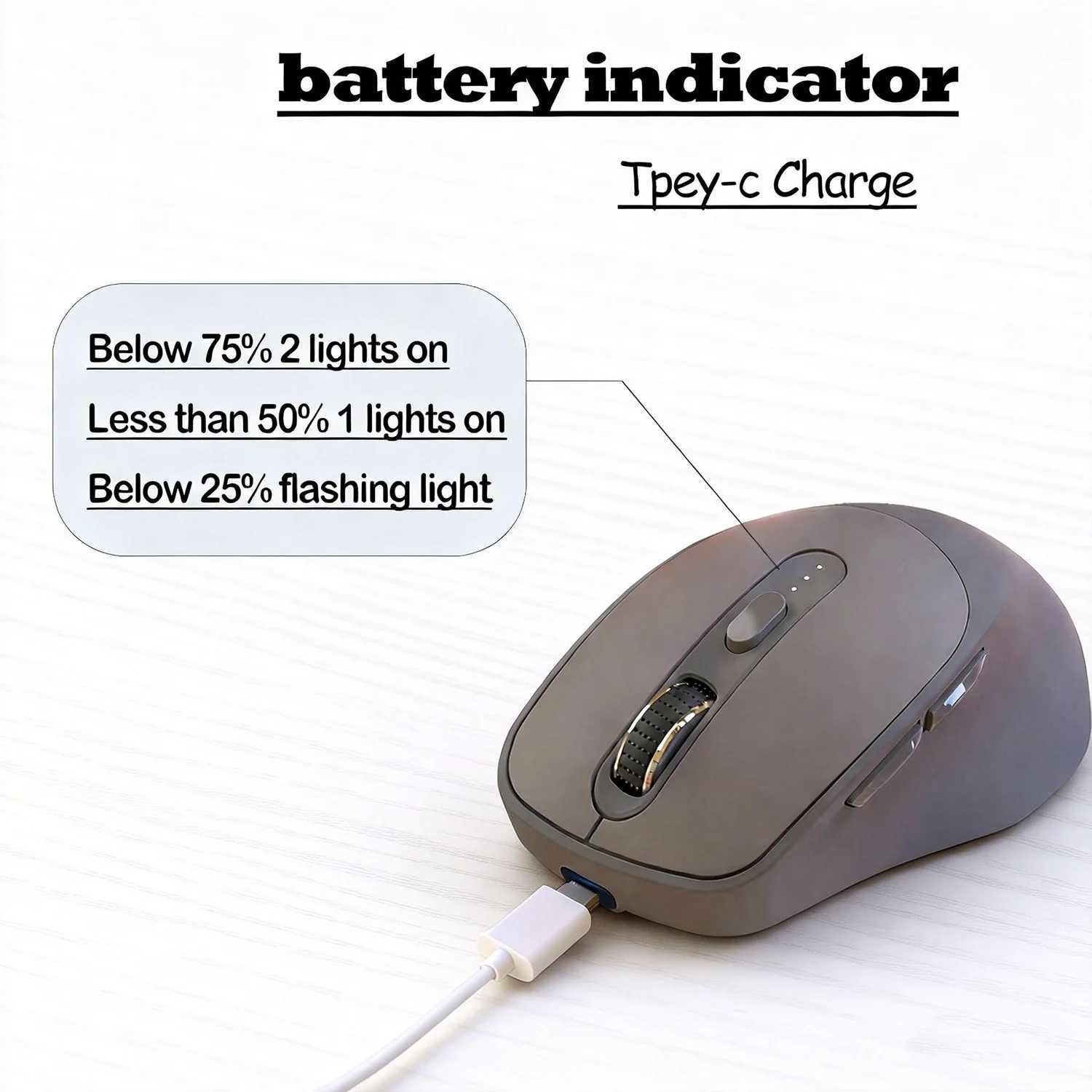 FREEWOLF X7 Wireless Mouse Bluetooth 24G Dual Mode Silent Rechargeable 4000DPI Battery Indicator Ergonomic for PC Mac Laptop D260327