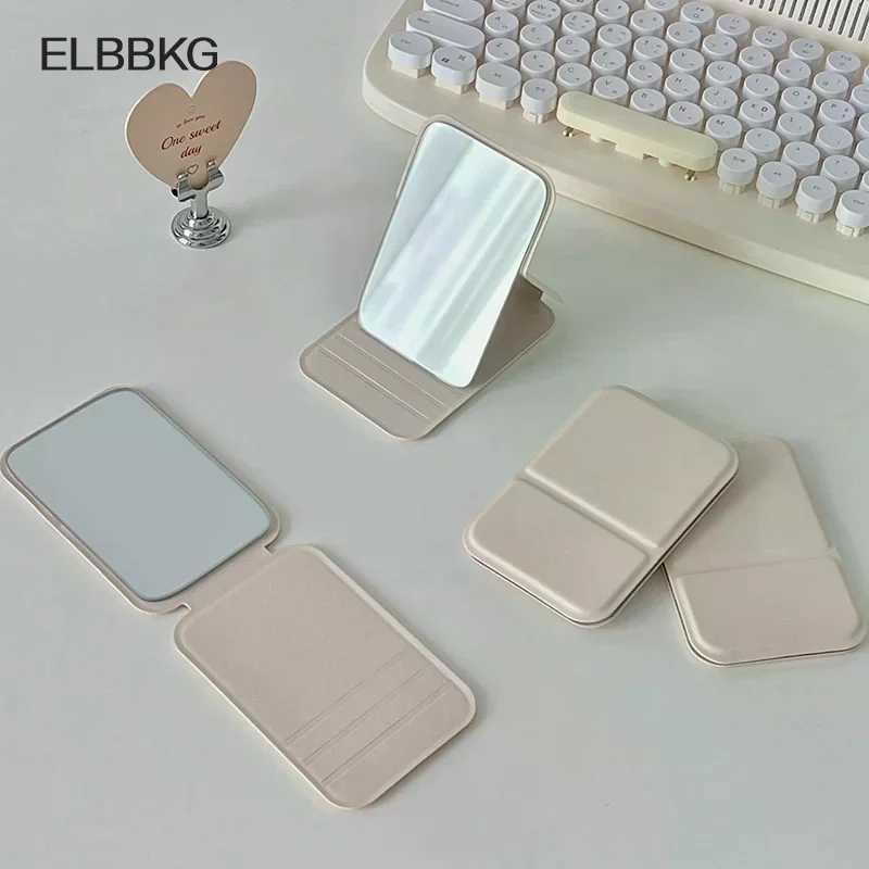 1pc Mini Folding Makeup Mirror High-quality Portable Pocket Makeup Mirror Single-side Creative Women Solid Color Handle Desk H260327