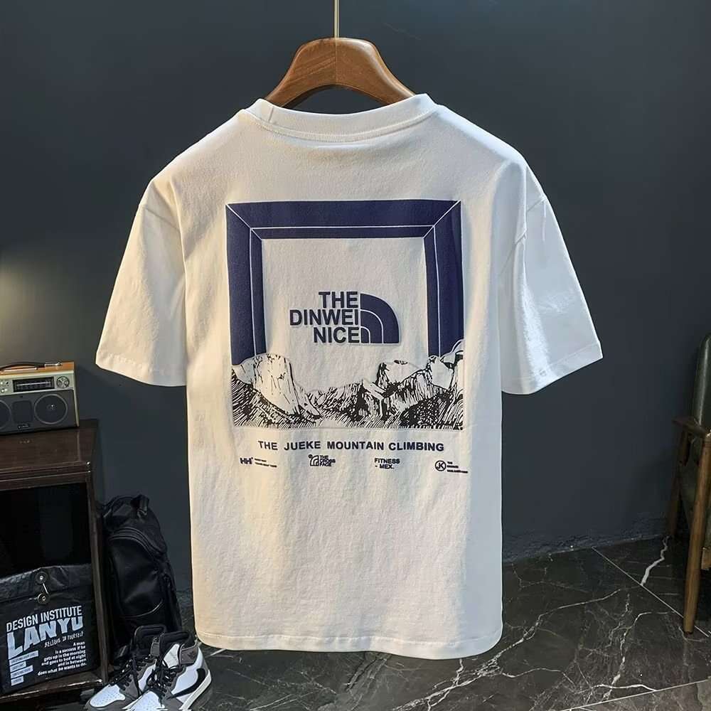 European-style light luxury high-end men's short-sleeve T-shirt, new summer printed top, trendy brand round-neck casual half-sleeve tee