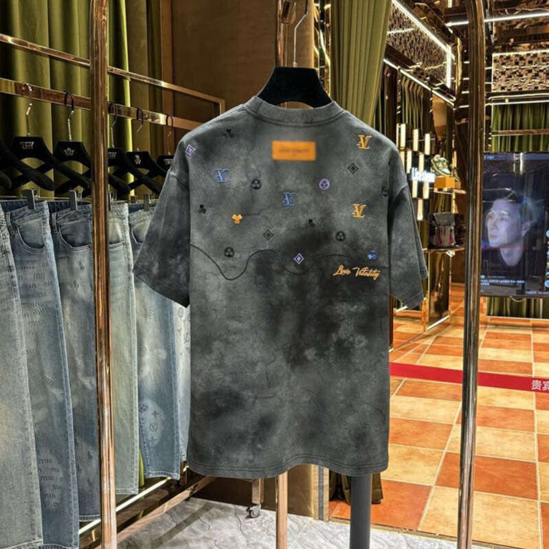 Summer Heavy Embroidery Short Sleeve High-End Fashion Versatile Slim Stylish Loose Fit Unisex Top