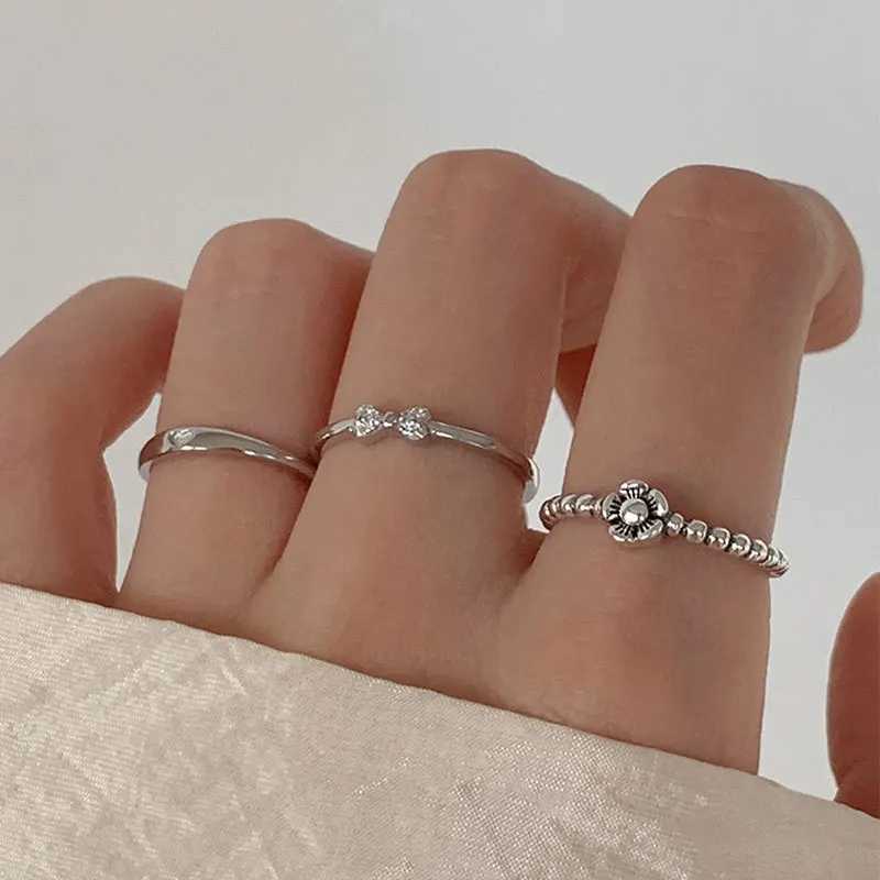 VENTFILLE 925 Sterling Silver Ring for Women Girl Gift Flower Bow Love Combination Ins Niche Jewelry Dropship Wholesale H260327