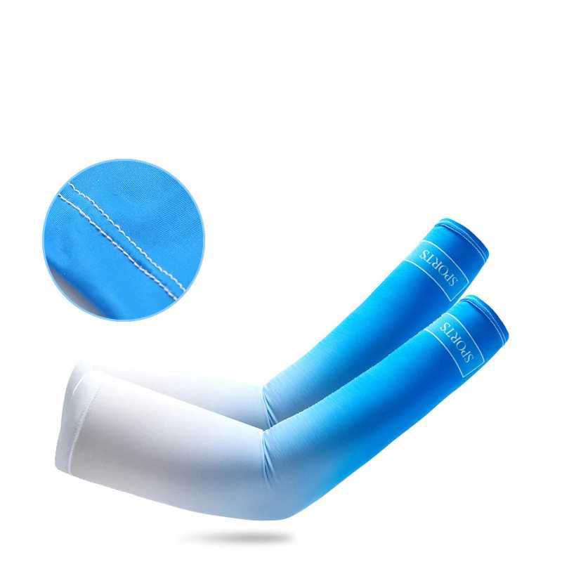 Gradient Cycling Arm Sleeves Summer Men Women UV Protective Elastic Ice Silk Arm Covers Travel Hiking Sports Cooling Sleeves D260326