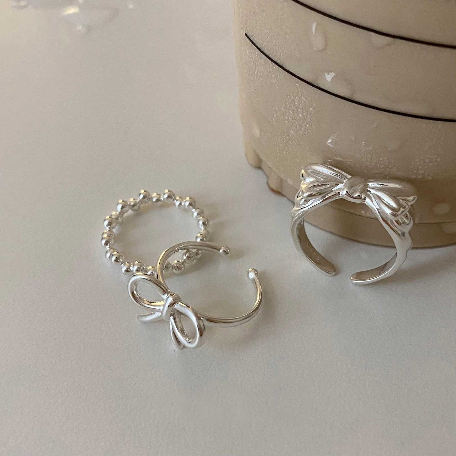 VENTFILLE 925 Sterling Silver Bow Tie Open Finger Ring For Women Gift Cute Design Fashion Jewelry Gift Wholesale H260327