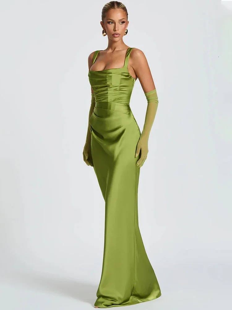 Satin Backless Sexy Maxi Dress Women Elegant Halter Off-shoulder Sleeveless Lace-up Bodycon Club Party Long Dresses 260326