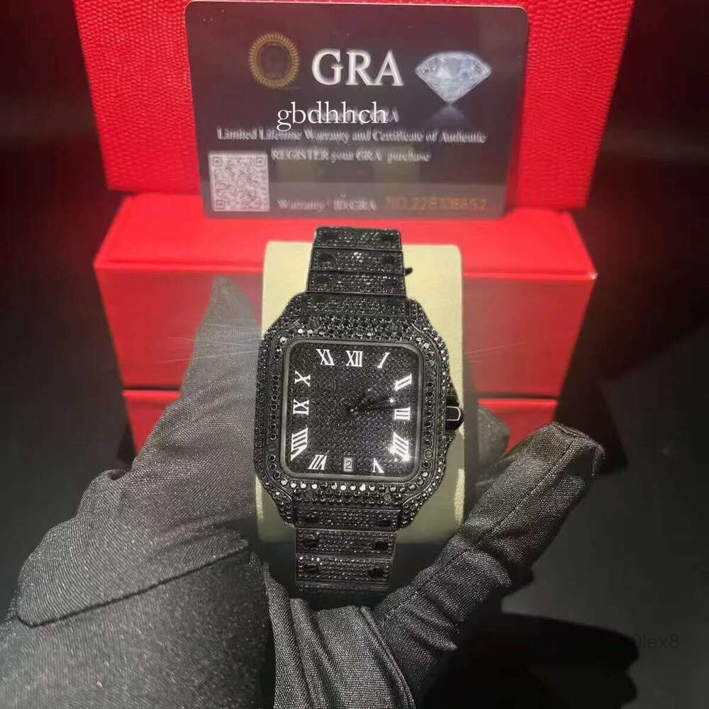 watch GRA certificate Pass Dia Tester Mens Square Wrist Iced Out Stainless Steel Buss Down Custom Watch Brand trend vvs diamond watch mossinate watch for men 0e8