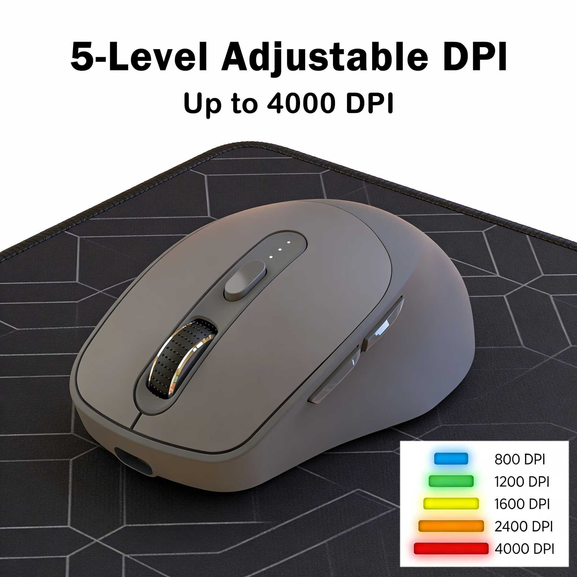 FREEWOLF X7 Wireless Mouse Bluetooth 24G Dual Mode Silent Rechargeable 4000DPI Battery Indicator Ergonomic for PC Mac Laptop D260327