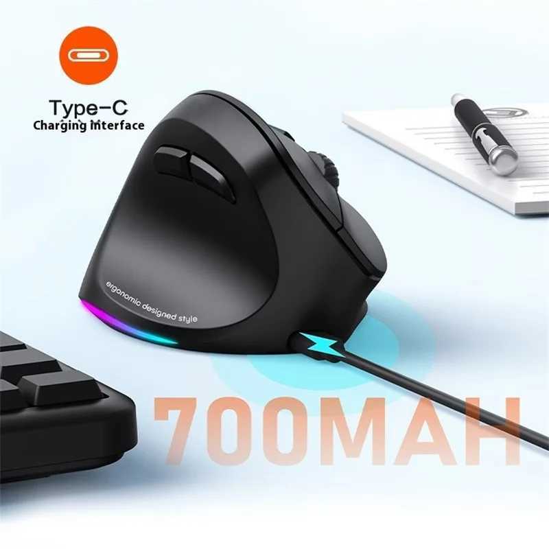 Meetion Mishen Left-Handed Ergonomic Vertical Wireless Mouse Black Light Version Rechargeable Btm010 DPI 2400 Bluetooth D260327
