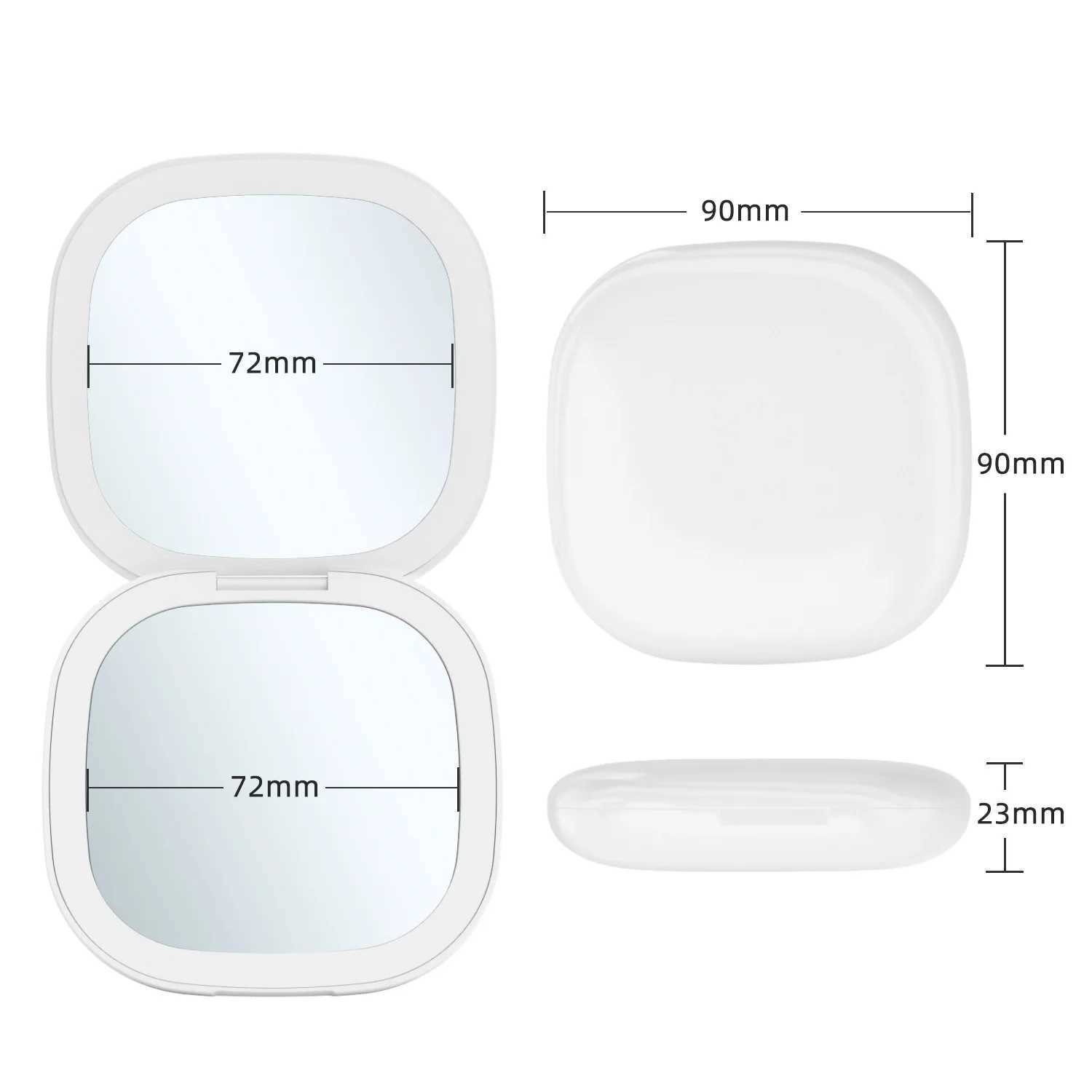 Compact LED Magnifying Travel Makeup Mirror 1X/10X Small Hand Pocket Dimmable 2-Sided USB Rechargeable Touch Screen Portable H260327
