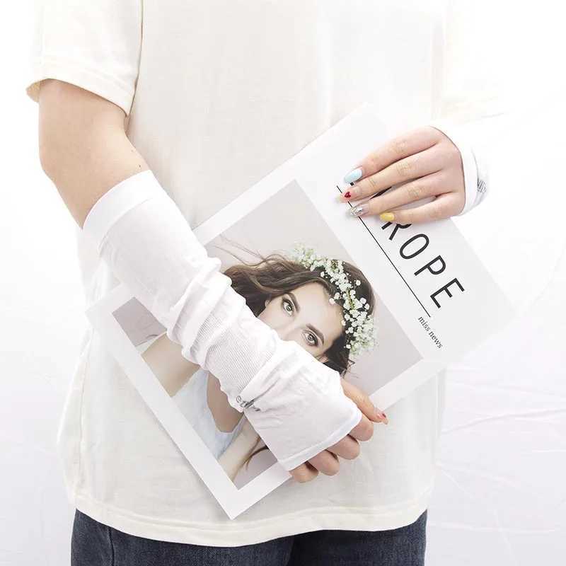1 Pair Unisex Summer Finger Sleeve Ice Cool Wearing High Elastic Elbow Spring Outdoor Riding Fingerless Fishing Ice Silk Sleeves D260326