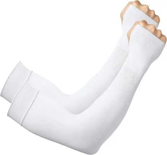 Cycling Sports Sun Arm Sleeves Breathable Ice Silk White UPF50 21x14x1cm UV Block Lightweight D260326