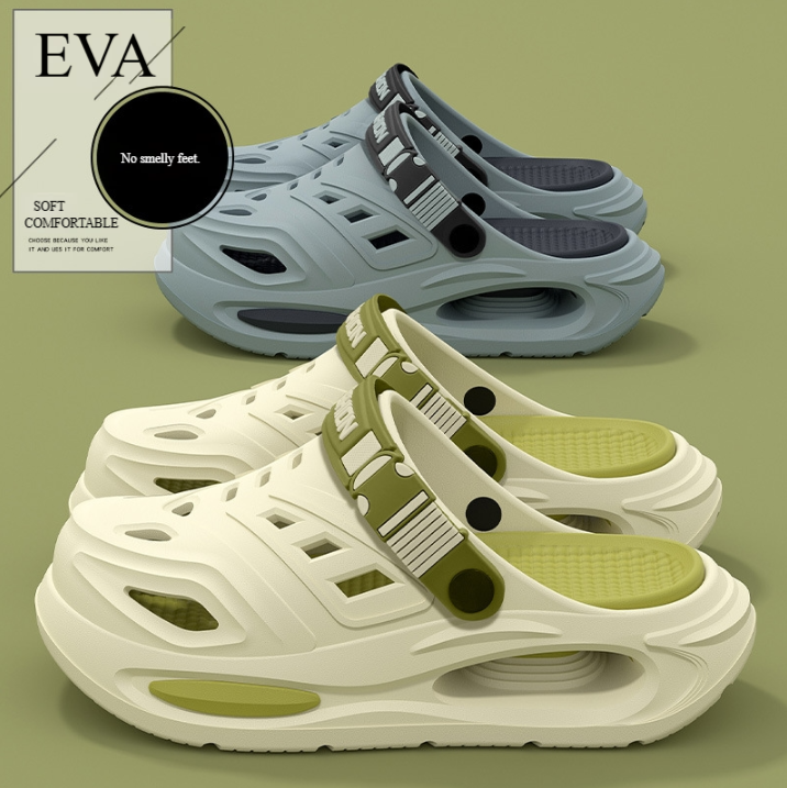 Non slip solid color air cushion sandals, lightweight and breathable slippers, summer outdoor beach shoes for men and women, free shipping