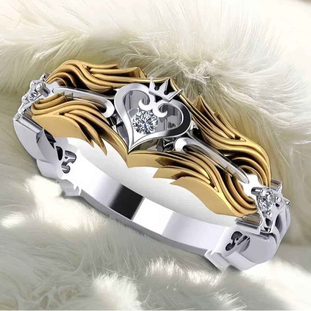Heart Design Kings Ring Crown Two-tone Zirconia Ring H260327