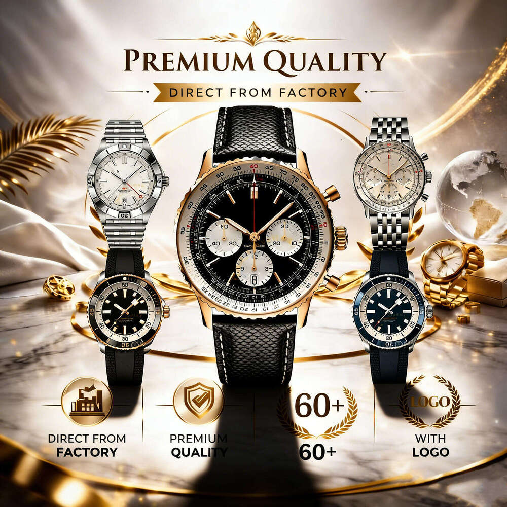 AAA Breitlngties Designer Elegant Mens Timepiece Top Quality Chronograph Leather Bands Quartz Movement Automatic Watch 904L Stainless Steel Waterproof Reloj 168