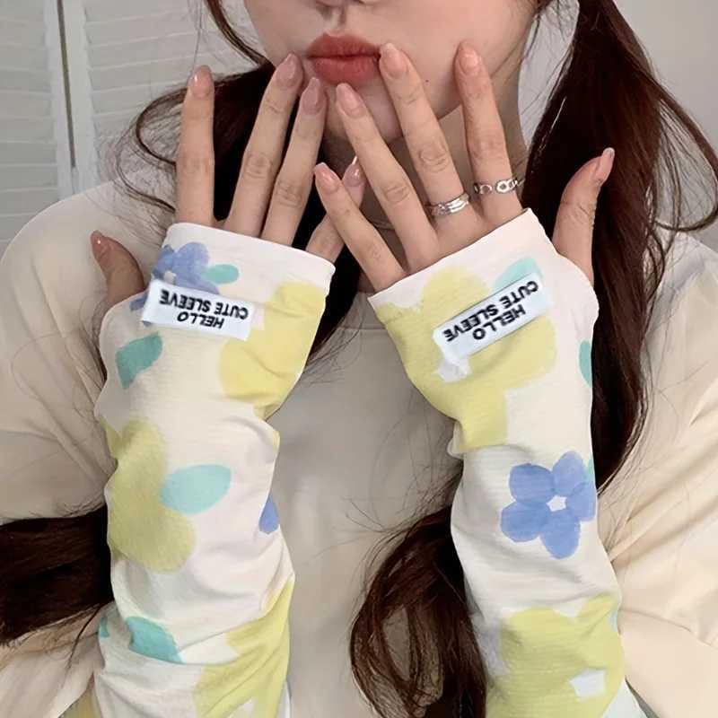 1/4Pairs Women Ice Silk Sleeves Breathable Loose Fit Sun-Proof Cooling Travel Arm Covers Summer Flower Outdoor Sport Sleeves D260326