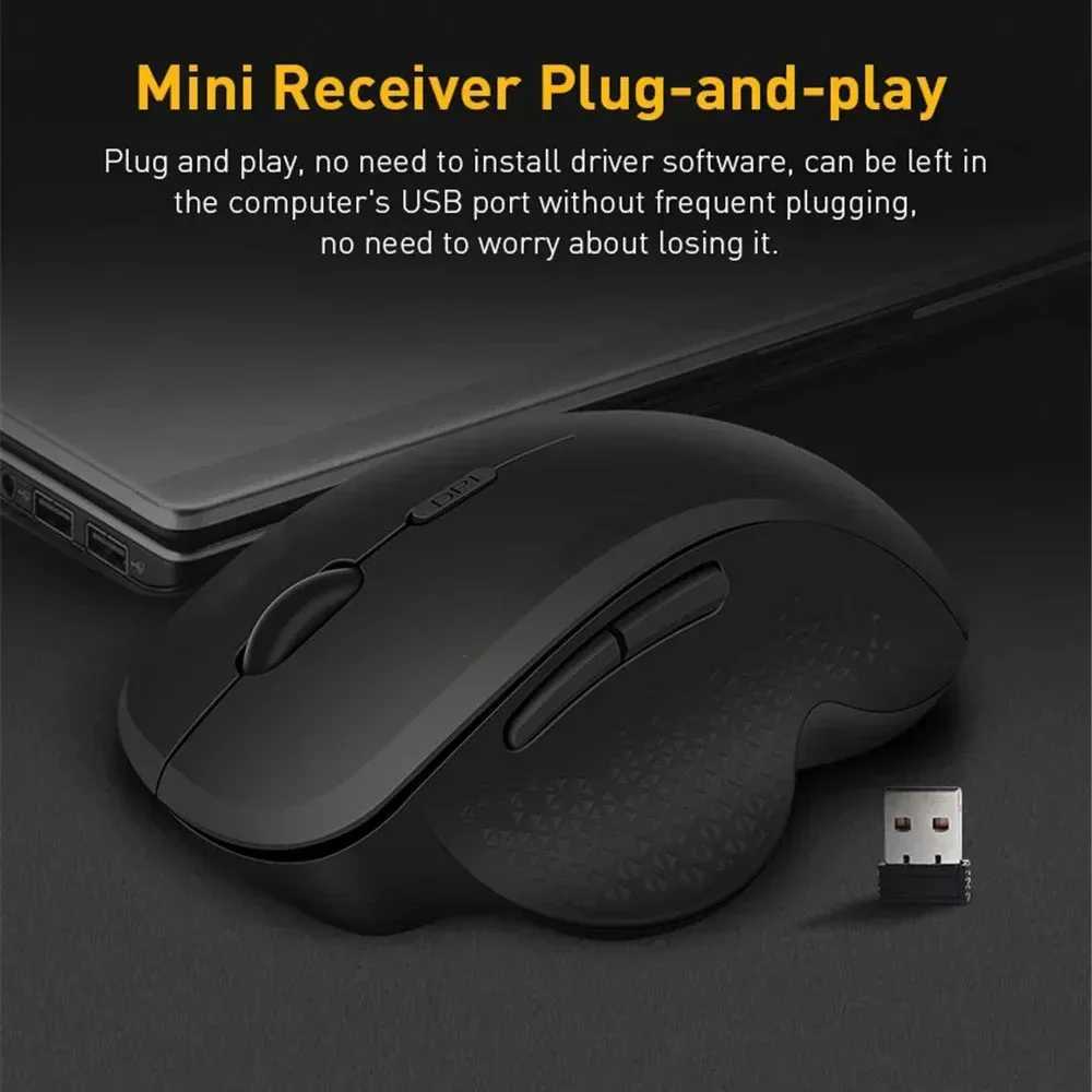 Wireless Mouse Ergonomic Computer Mouse PC Optical Mause with USB Receiver 6 Buttons 24Ghz Wireless Mice 1600 DPI for Laptop D260327