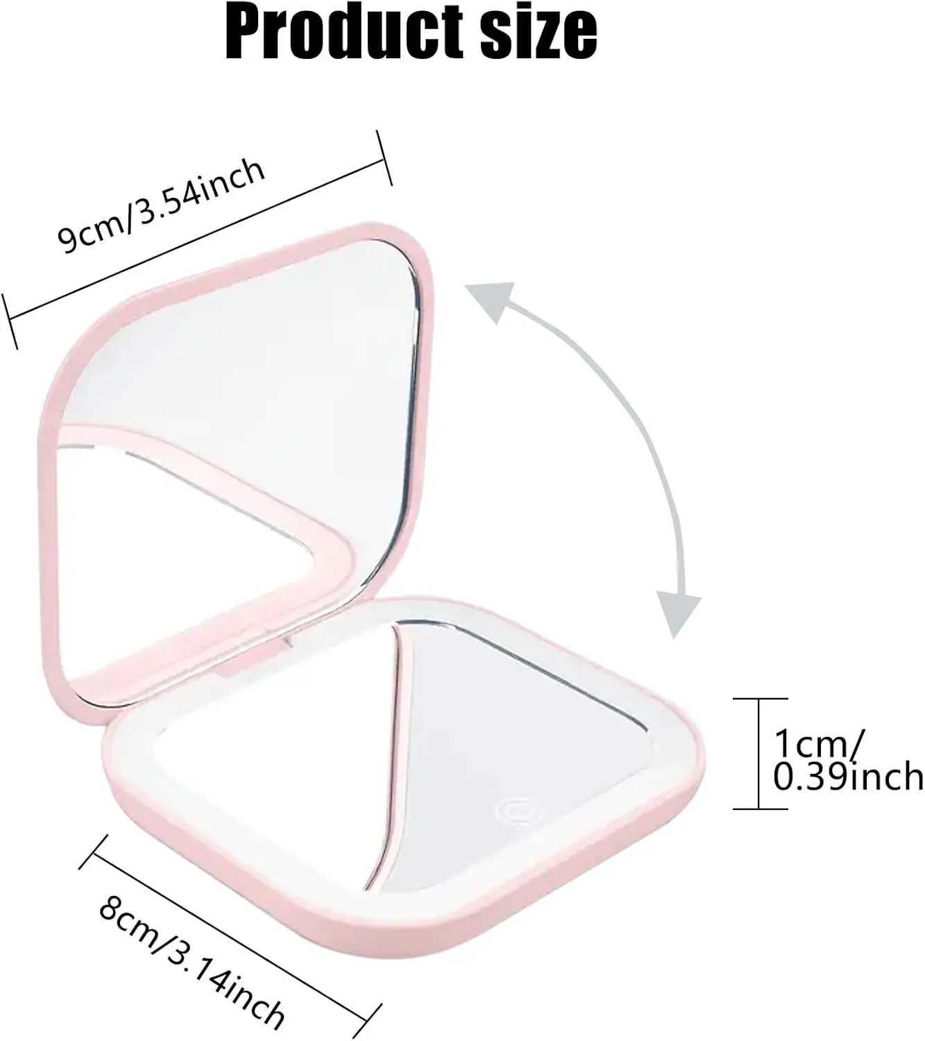 Portable Lighted Pocket Vanity Makeup Mirror with Eyebrow Tweezers 1X/3X Magnifying Mini Travel Compact Cosmetic Mirror with LED H260327