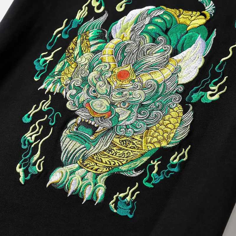 Summer Vintage T Shirt Men Streetwear Embroidery T Shirt Chinese Graphic Tees Short Sleeve Casual High Quality Loose Cool Youth C260326