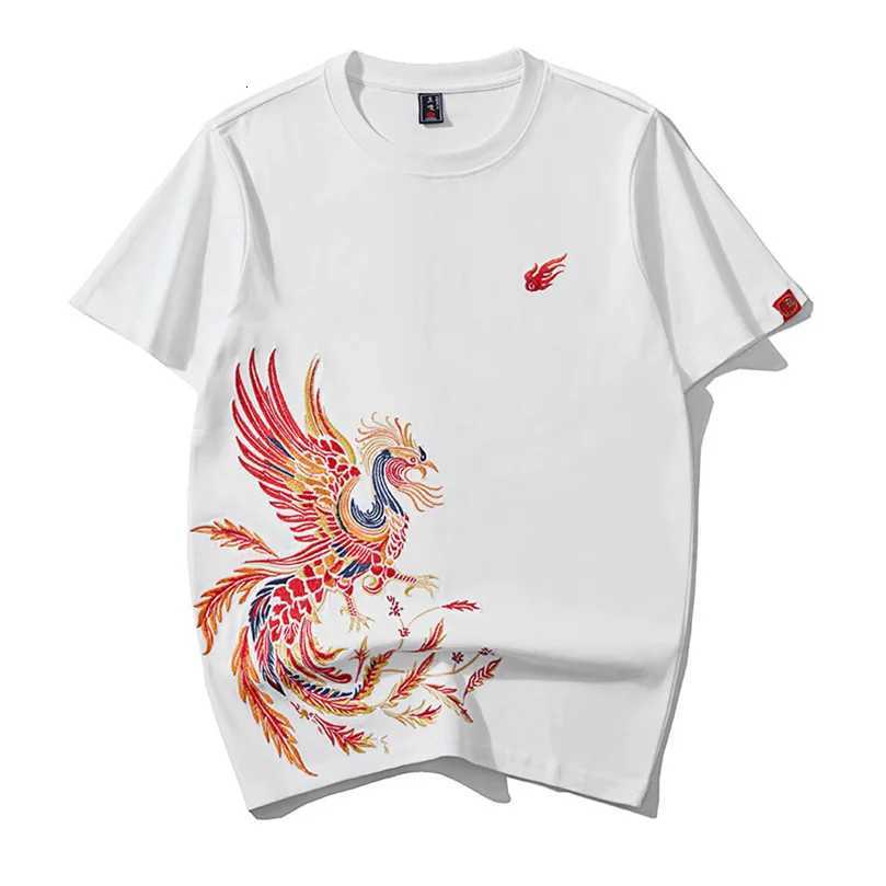 New Heavy Embroidery Phoenix Short-Sleeved T Shirt Men Crew Neck National Tide T-Shirt Half-Sleeved SummerChinese Style C260326
