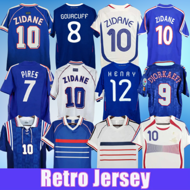 1998 French Club retro soccer jerseys 1982 84 86 90 96 98 00 02 06 18 ZIDANE HENRY MAILLOT DE FOOT football shirt REZEGUET DESAILLY Classic Vintage kit Francia