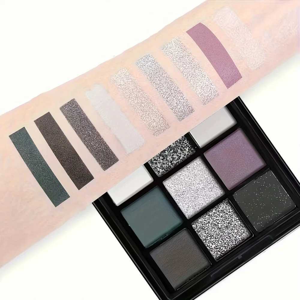 Smoky Eye Shadow Palette 9 Color Black Dark Grey Smokey Makeup Pallet Matte Shimmer Glitter Long-Wearing Waterproof H260327